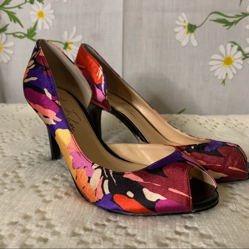 Marc Fisher colorful jewel tone peep toe heels - Picture 6 of 12